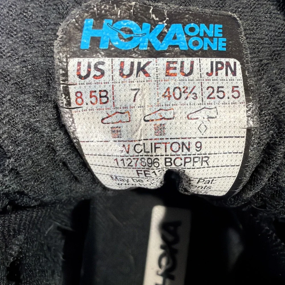 Hoka Clifton 9 Women's Running Shoes Size 8.5 Black/Rose Gold